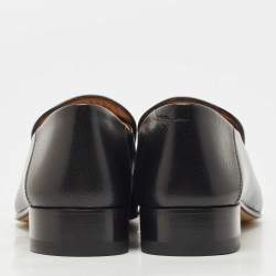 Pre Owned Gucci Black Leather Jordaan Slip On Loafers Size 38.5