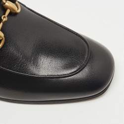 Pre Owned Gucci Black Leather Jordaan Slip On Loafers Size 38.5
