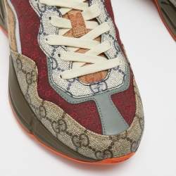 Gucci Multicolor Canvas and Leather Rhyton Sneakers Size 38.5