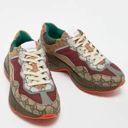 Gucci Multicolor Canvas and Leather Rhyton Sneakers Size 38.5
