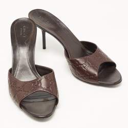 مملوكة مسبقًا Gucci Brown Guccissima Leather Slide Sandals Size 40