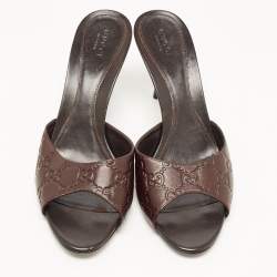 مملوكة مسبقًا Gucci Brown Guccissima Leather Slide Sandals Size 40