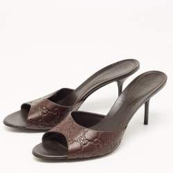 مملوكة مسبقًا Gucci Brown Guccissima Leather Slide Sandals Size 40