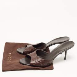 مملوكة مسبقًا Gucci Brown Guccissima Leather Slide Sandals Size 40