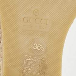 Gucci Cream Canvas and leather Web Espadrille Wedge Sandals Size 36.5