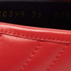 Pre Owned Gucci Red Leather Double G Loafers Size 39