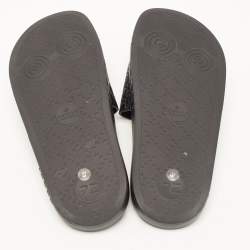 مملوكة مسبقًا Gucci Black Microguccissima Rubber Flat Slides Size 37