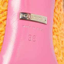 مملوكة مسبقًا Gucci Orange Fabric and Leather Virginia Mary Jane Pumps Size 38