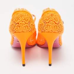 مملوكة مسبقًا Gucci Orange Fabric and Leather Virginia Mary Jane Pumps Size 38