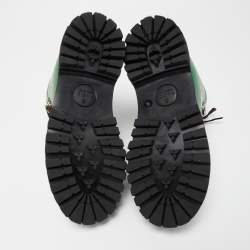 Pre Owned Gucci X The North Face Green Leather  Lace-up Boots Size 38