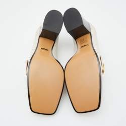 Pre Owned Gucci Cream Leather Peyton Loafer Pumps Size 39