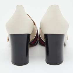 Pre Owned Gucci Cream Leather Peyton Loafer Pumps Size 39