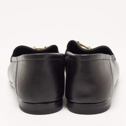 Gucci Black Leather Jordaan Slip On Loafers Size 36