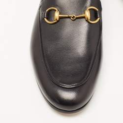 Gucci Black Leather Jordaan Slip On Loafers Size 36
