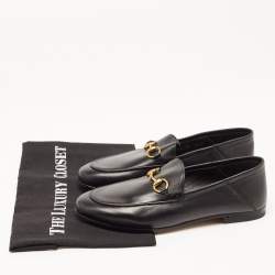 Gucci Black Leather Jordaan Slip On Loafers Size 36