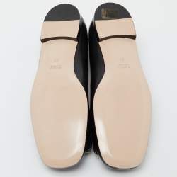 Gucci Black Leather Crystal Embellished G Ballet Flats Size 37