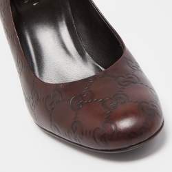 Pre Owned Gucci Brown GG Guccissima Leather Horsebit Pumps Size 37