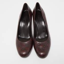 Pre Owned Gucci Brown GG Guccissima Leather Horsebit Pumps Size 37