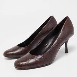 Pre Owned Gucci Brown GG Guccissima Leather Horsebit Pumps Size 37