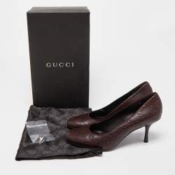 Pre Owned Gucci Brown GG Guccissima Leather Horsebit Pumps Size 37