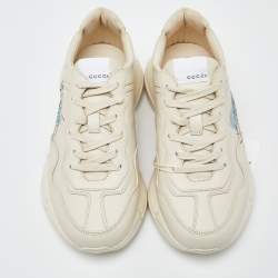 Gucci x Disney Donald Duck Cream Leather Rhyton Sneakers Size 38.5