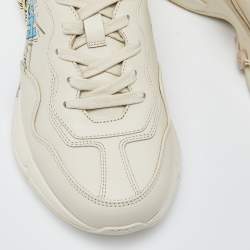 Gucci x Disney Donald Duck Cream Leather Rhyton Sneakers Size 38.5