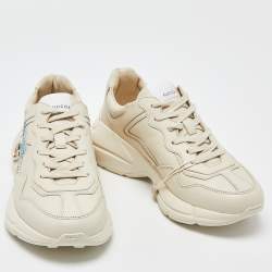 Gucci x Disney Donald Duck Cream Leather Rhyton Sneakers Size 38.5