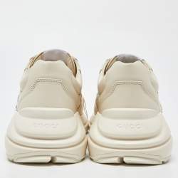 Gucci x Disney Donald Duck Cream Leather Rhyton Sneakers Size 38.5