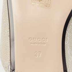 Gucci Grey Canvas Princetown Horsebit Mules Size 37