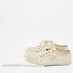 Gucci Cream/Grey GG Canvas and Leather Low Top Sneakers Size 37