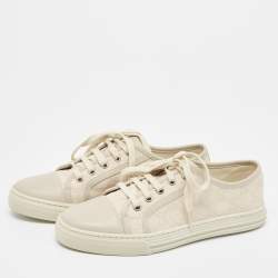 Gucci Cream/Grey GG Canvas and Leather Low Top Sneakers Size 37
