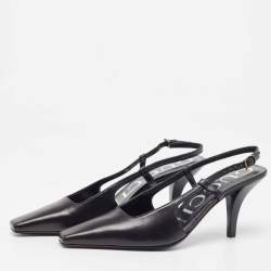 Pre Owned Gucci Black Leather Slingback Pumps Size 36