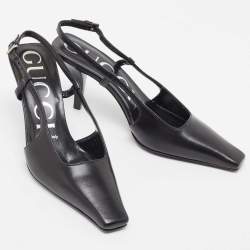 Pre Owned Gucci Black Leather Slingback Pumps Size 36