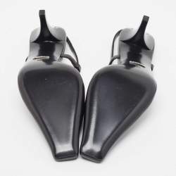 Pre Owned Gucci Black Leather Slingback Pumps Size 36