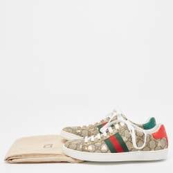 Pre Owned Gucci Brown/Beige GG Supreme Canvas Printed Bee Ace Sneakers Size 38