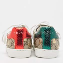 Pre Owned Gucci Brown/Beige GG Supreme Canvas Printed Bee Ace Sneakers Size 38