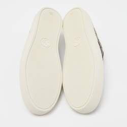 Gucci Black/Grey GG Supreme Canvas And Leather Tiger Slip On Sneakers Size 37.5