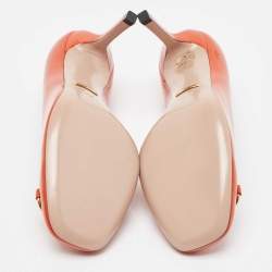 Pre Owned Gucci Orange Patent Leather Jolene Pumps Size 37.5