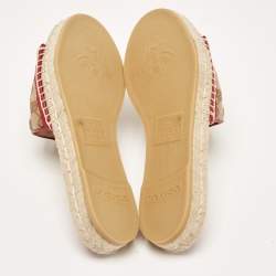 Gucci Beige/Red GG Canvas and Leather Double G Flat Slides Size 36