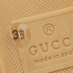 Gucci Beige/Red GG Canvas and Leather Double G Flat Slides Size 36