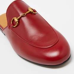 Gucci Red Leather Princetown Mules Size 37.5  