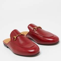 Gucci Red Leather Princetown Mules Size 37.5  