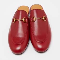 Gucci Red Leather Princetown Mules Size 37.5  