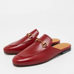 Gucci Red Leather Princetown Mules Size 37.5  