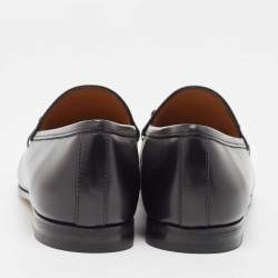Gucci Black Leather Jordaan Horsebit Slip On Loafers Size 37