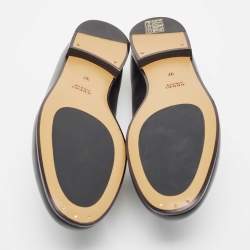 Gucci Black Leather Jordaan Horsebit Slip On Loafers Size 37