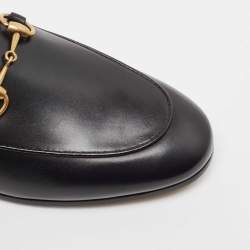 Gucci Black Leather Jordaan Horsebit Slip On Loafers Size 37