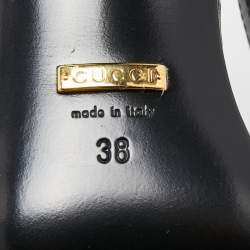 Pre Owned Gucci Black Fabric and Leather Malaga Kid Crystals Slingback Pumps Size 38