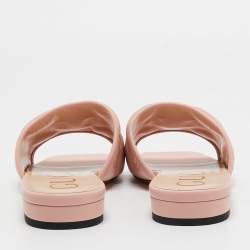 Gucci Pink Matelassé Leather GG Marmont Slide Sandals Size 40