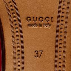 Pre Owned Gucci Red Leather Foldable  Horsebit Loafers Size 37